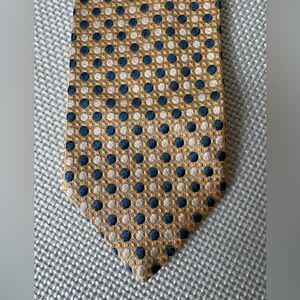 Lanvin Silk Yellow Blue Dot Pattern Neck Tie